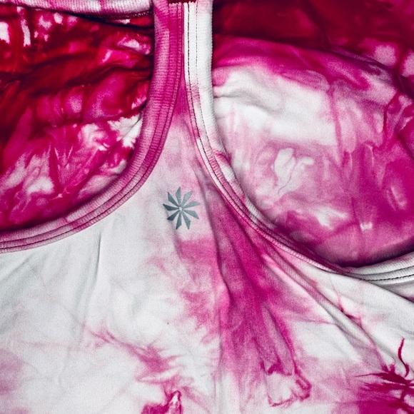 ATHLETA SEAMLESS TIE DYE RUCHED TANK TOP Pink White Size Medium - Picture 6 of 9
